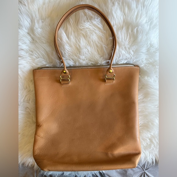 Hustle and Hide | NATURAL UNDYED LEATHER TOTE - Picture 1 of 5